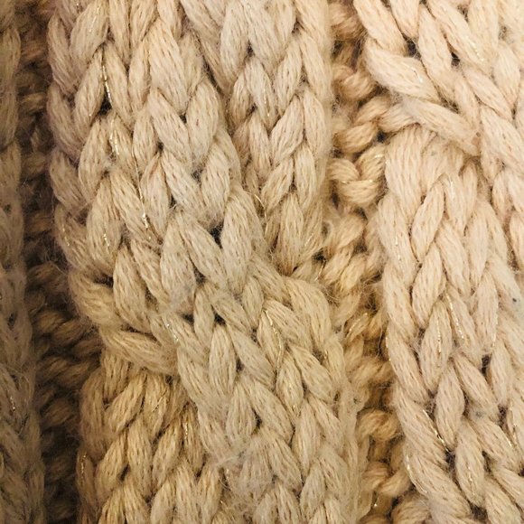 BEBE TAN CHUNKY CROCHET KNIT OPEN FRONT SWEATER WITH ROUNDED BACK SIZ… - Picture 4 of 7